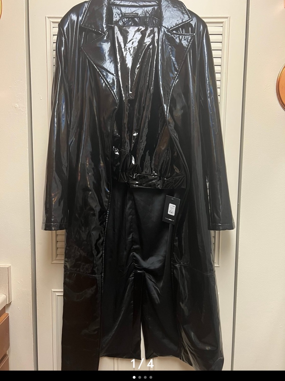 naked wardrobe Black Gloss Vinyl Trench Coat